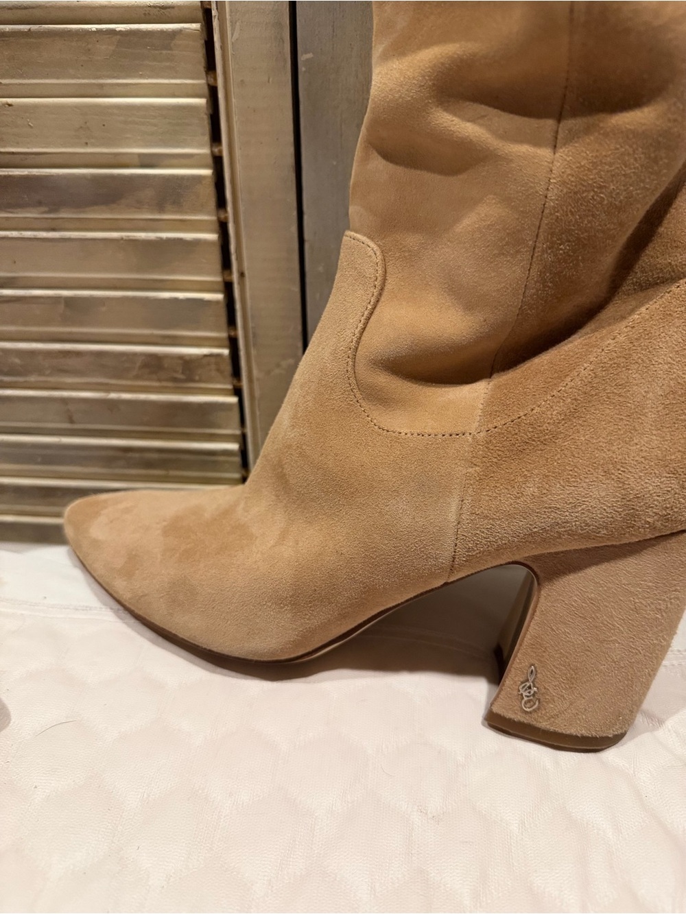 Sam Edelman Hai Suede Knee High Pointed Toe Boots in Tan 8 - Picture 4 of 5